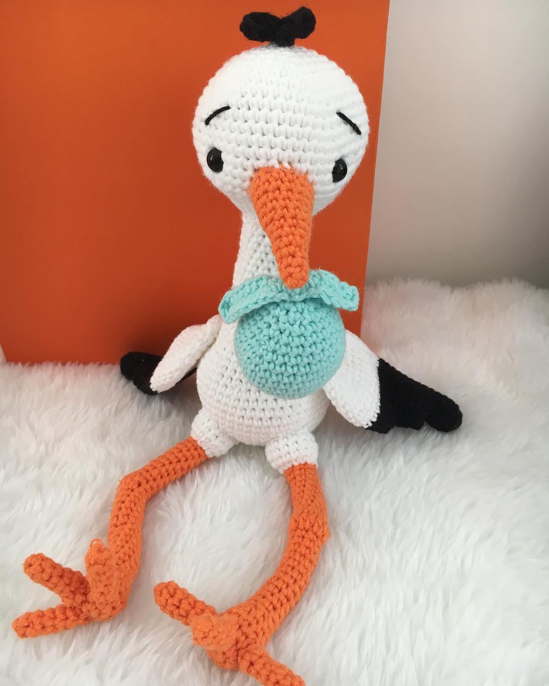 bichinho de crochê cegonha amigurumi