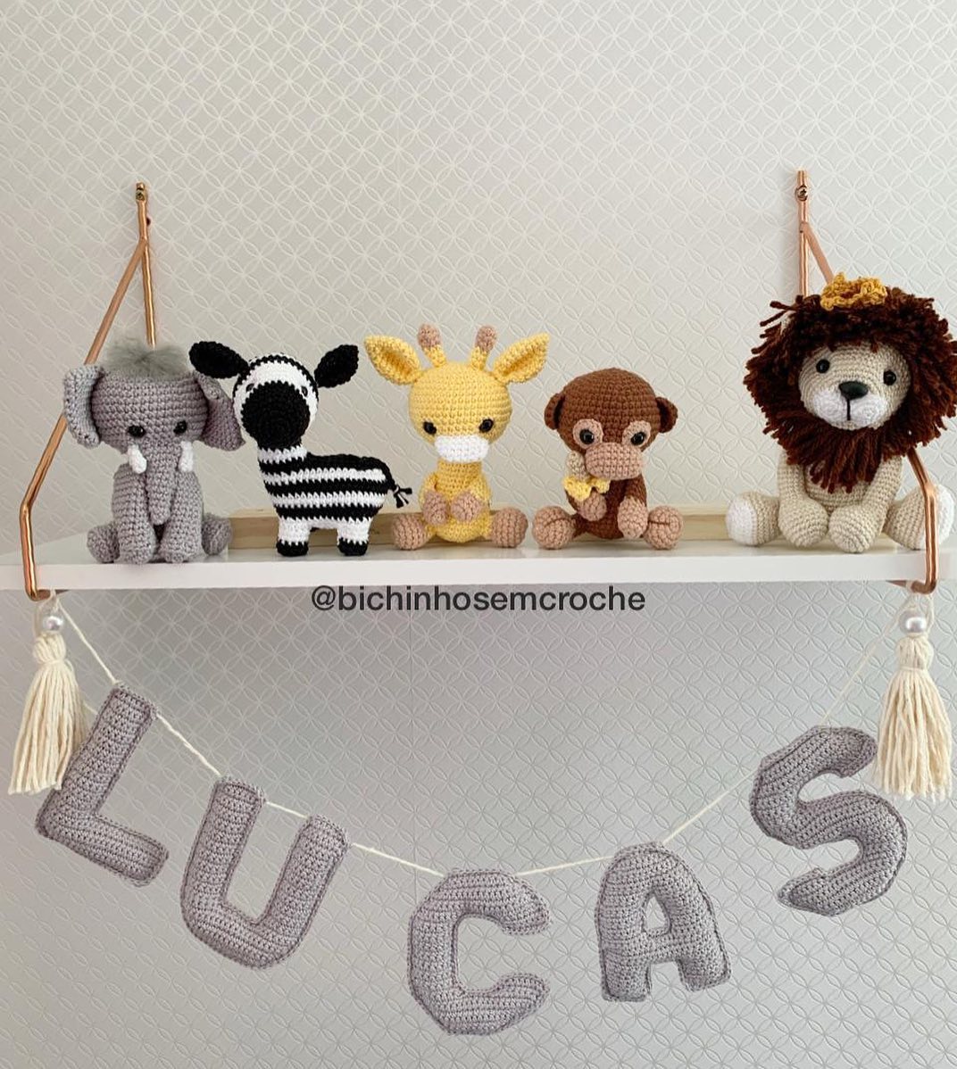 Nome Lucas em Croche e Safari Amigurumi Raiane Barros